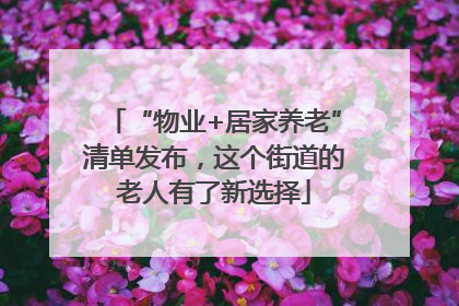 “物业+居家养老”清单发布，这个街道的老人有了新选择