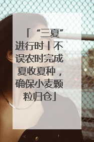 “三夏”进行时丨不误农时完成夏收夏种，确保小麦颗粒归仓