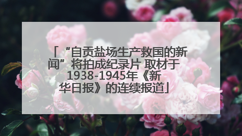 “自贡盐场生产救国的新闻”将拍成纪录片 取材于1938-1945年《新华日报》的连续报道