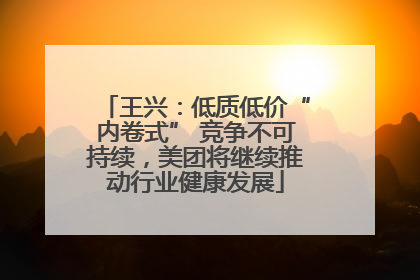 王兴：低质低价“内卷式” 竞争不可持续，美团将继续推动行业健康发展
