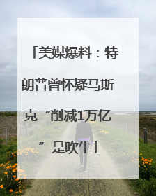 美媒爆料：特朗普曾怀疑马斯克“削减1万亿”是吹牛