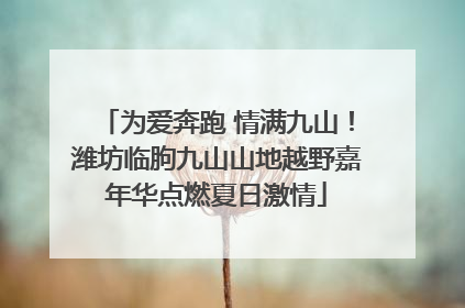 为爱奔跑 情满九山！潍坊临朐九山山地越野嘉年华点燃夏日激情