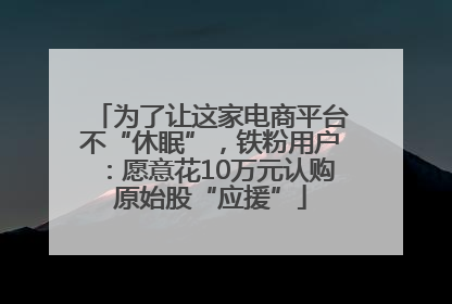 为了让这家电商平台不“休眠”，铁粉用户：愿意花10万元认购原始股“应援”