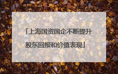 上海国资国企不断提升股东回报和价值表现