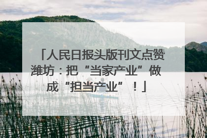 人民日报头版刊文点赞潍坊：把“当家产业”做成“担当产业”！