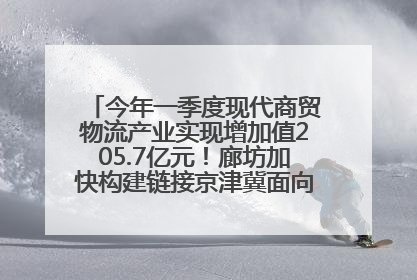 今年一季度现代商贸物流产业实现增加值205.7亿元！廊坊加快构建链接京津冀面向全世界的物流通道
