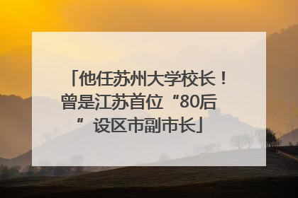 他任苏州大学校长！曾是江苏首位“80后”设区市副市长