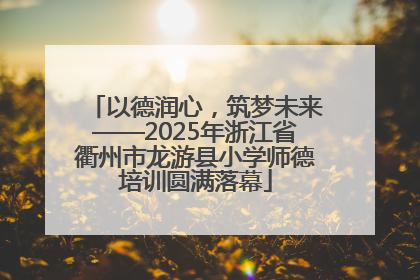 以德润心，筑梦未来——2025年浙江省衢州市龙游县小学师德培训圆满落幕