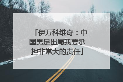 伊万科维奇：中国男足出局我要承担非常大的责任