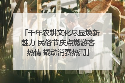 千年农耕文化尽显焕新魅力 民俗节庆点燃游客热情 撬动消费热潮