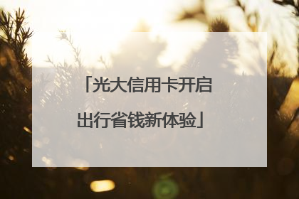 光大信用卡开启出行省钱新体验