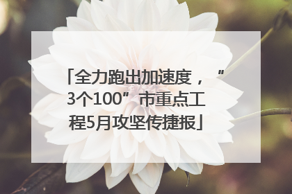 全力跑出加速度，“3个100”市重点工程5月攻坚传捷报