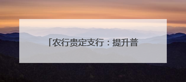 农行贵定支行：提升普惠金融 助力乡村振兴