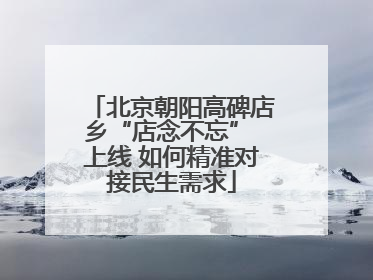 北京朝阳高碑店乡“店念不忘” 上线 如何精准对接民生需求