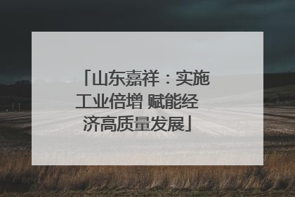 山东嘉祥：实施工业倍增 赋能经济高质量发展