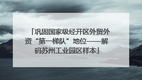 巩固国家级经开区外贸外资“第一梯队”地位——解码苏州工业园区样本