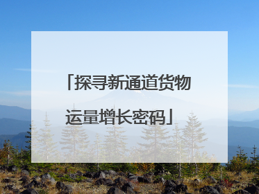 探寻新通道货物运量增长密码