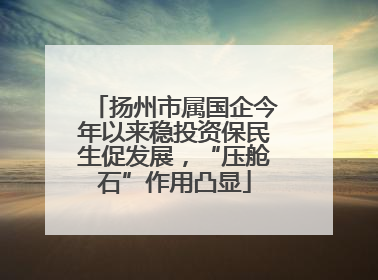 扬州市属国企今年以来稳投资保民生促发展，“压舱石”作用凸显