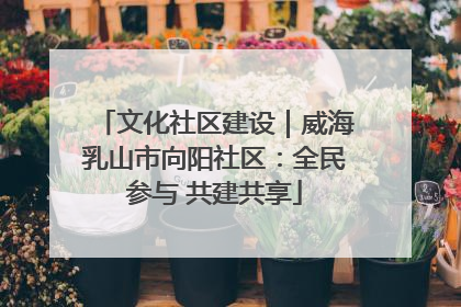 文化社区建设｜威海乳山市向阳社区：全民参与 共建共享