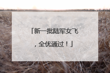 新一批陆军女飞，全优通过！