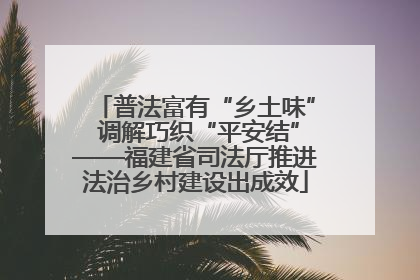 普法富有“乡土味” 调解巧织“平安结”——福建省司法厅推进法治乡村建设出成效