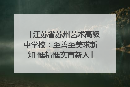 江苏省苏州艺术高级中学校：至善至美求新知 惟精惟实育新人