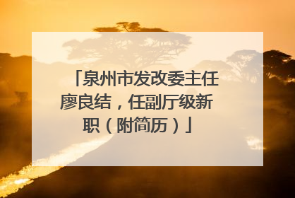 泉州市发改委主任廖良结，任副厅级新职（附简历）