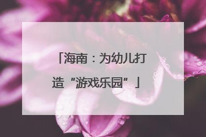 海南：为幼儿打造“游戏乐园”