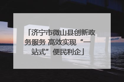 济宁市微山县创新政务服务 高效实现“一站式”便民利企