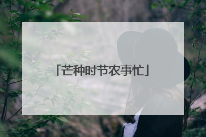 芒种时节农事忙