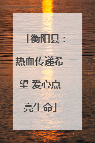 衡阳县：热血传递希望 爱心点亮生命