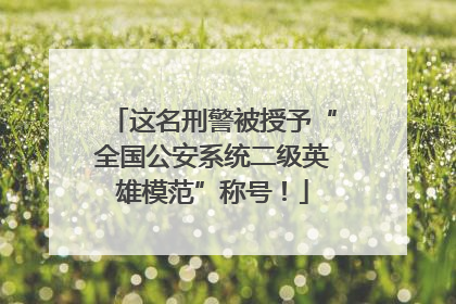 这名刑警被授予“全国公安系统二级英雄模范”称号！