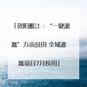 资阳雁江：“一键灌溉”万亩良田 全域灌溉项目7月投用