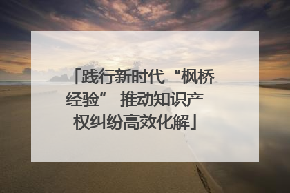 践行新时代“枫桥经验” 推动知识产权纠纷高效化解