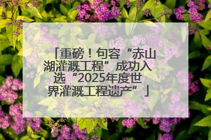 重磅！句容“赤山湖灌溉工程”成功入选“2025年度世界灌溉工程遗产”